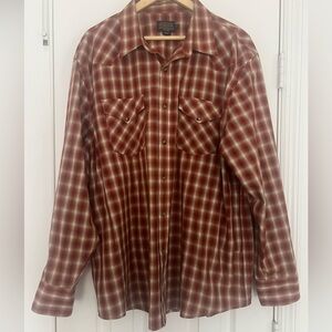 Pendleton Red and Cream Checkered Shirt, Plaid Shirt, Size XXL, Cowboy, Western
